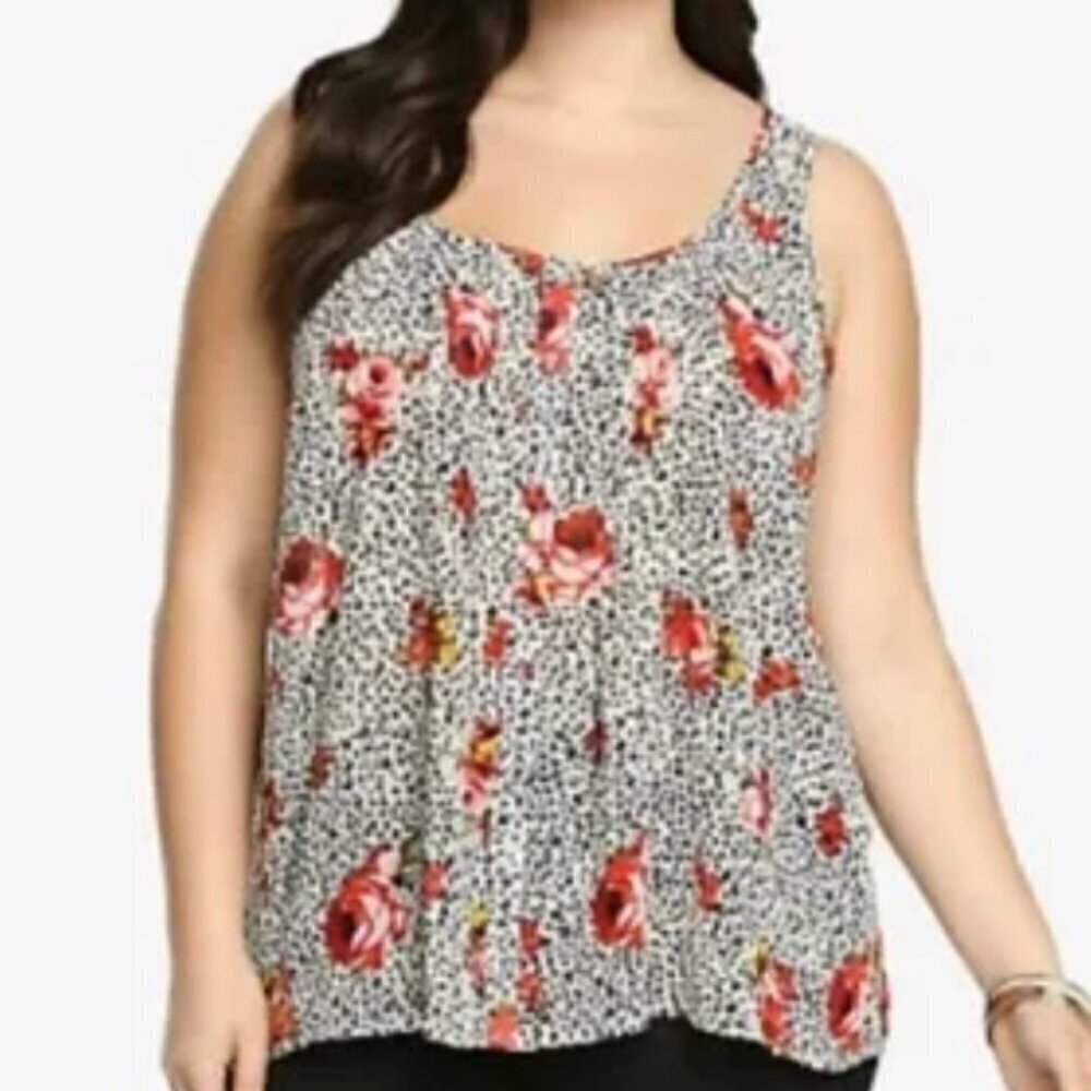Torrid Floral Animal Tulip Back Tank Top Size 2X Blouse Shirt Career